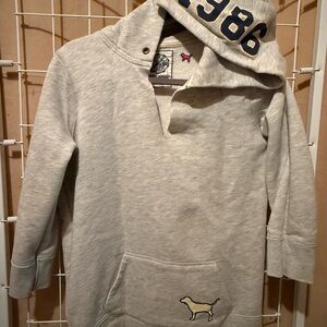 Vintage Y2K VS Pink Grey Hooded Quarter Sleeve L